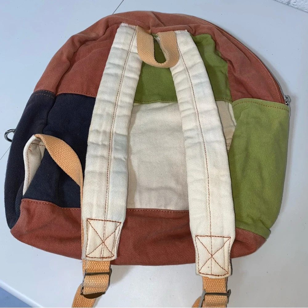 BDG Small Colorblock Backpack Cargo Multi Zipper Neutrals Unique Patchwork